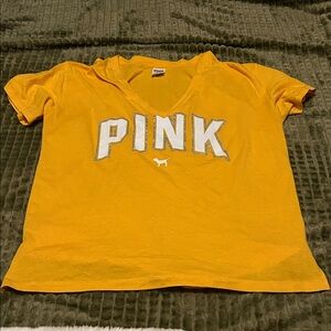 PINK Victoria's Secret Women’s Tee in Bright Yellow